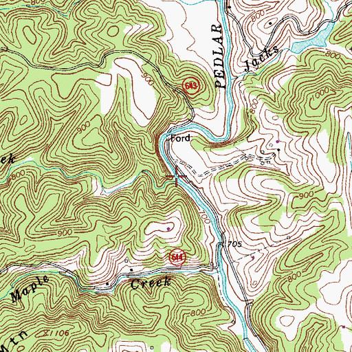 Topographic Map of Cedar Creek, VA