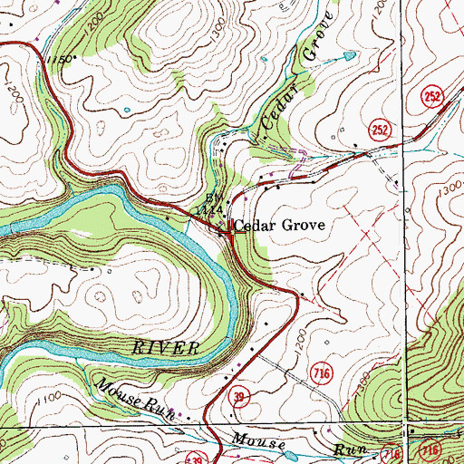 Topographic Map of Cedar Grove, VA