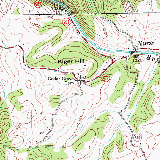 Topographic Map of Cedar Grove Cemetery, VA