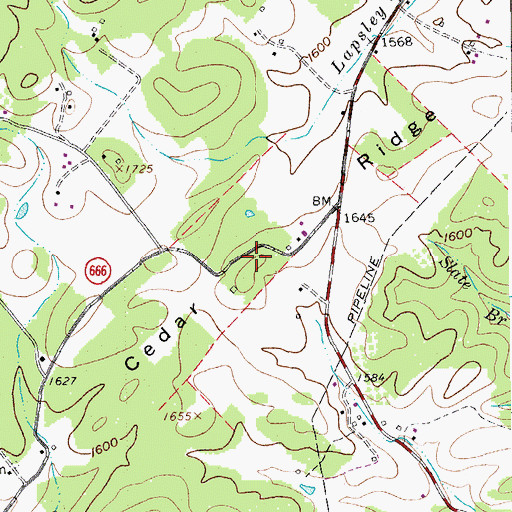 Topographic Map of Cedar Ridge, VA