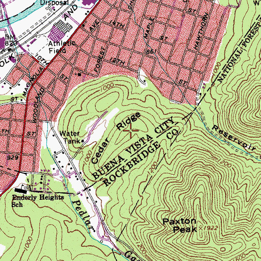 Topographic Map of Cedar Ridge, VA