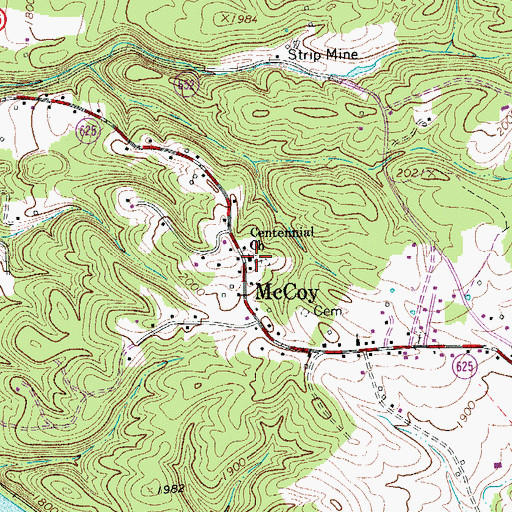 Topographic Map of Centennial Church, VA