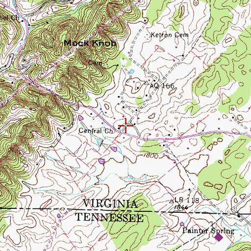 Topographic Map of Central Church, VA