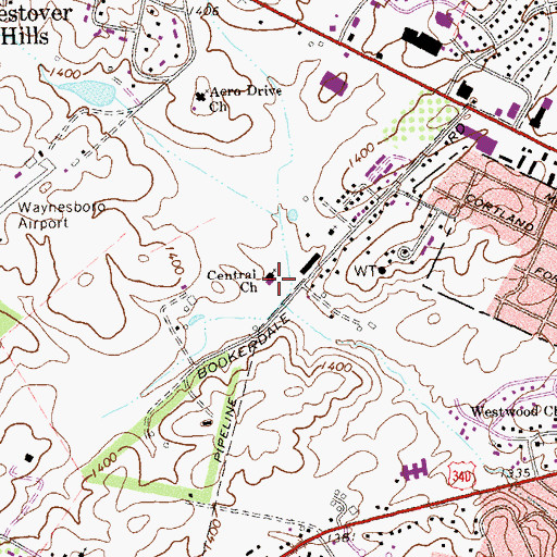 Topographic Map of Central Church, VA