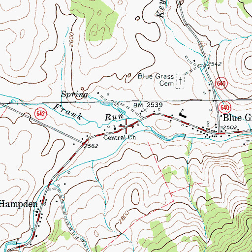 Topographic Map of Central Church, VA