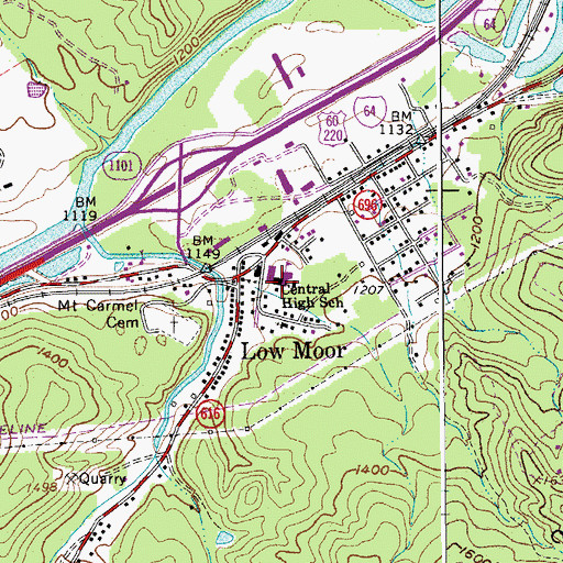 Topographic Map of Central Elementary School, VA