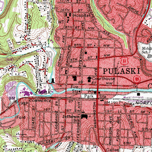 Topographic Map of Central School, VA