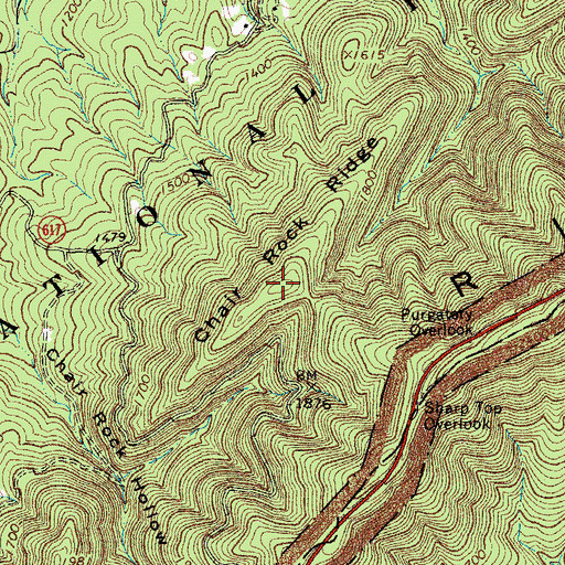 Topographic Map of Chair Rock Ridge, VA