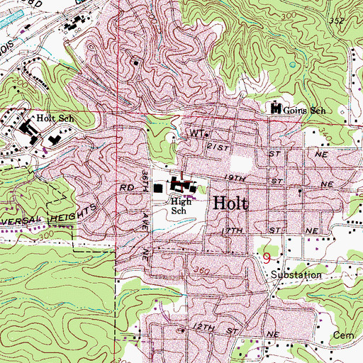 Topographic Map of Holt High School, AL