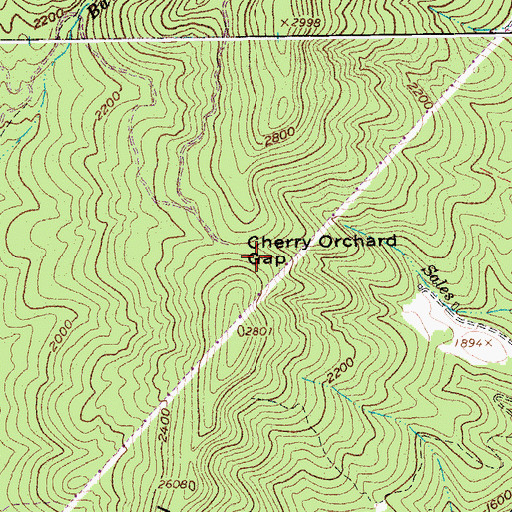 Topographic Map of Cherry Orchard Gap, VA
