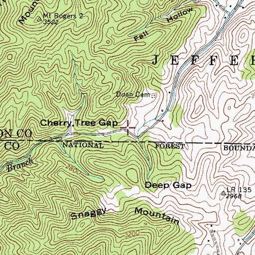Topographic Map of Cherry Tree Gap, VA