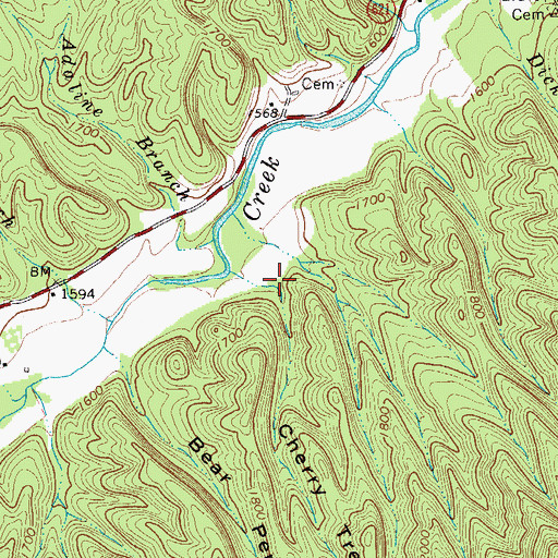 Topographic Map of Cherry Tree Hollow, VA