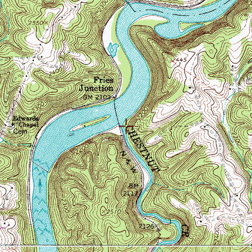 Topographic Map of Chestnut Creek, VA