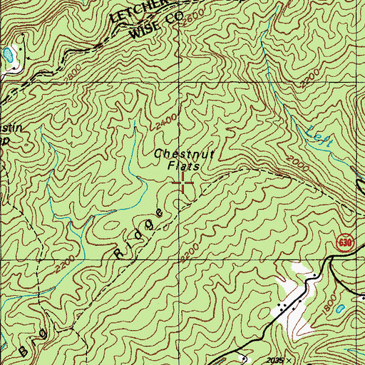 Topographic Map of Chestnut Flats, VA