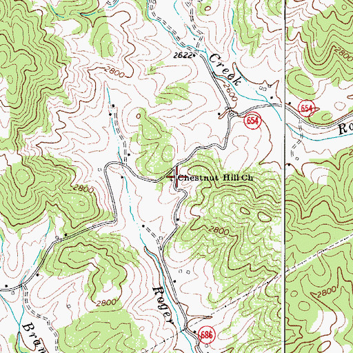 Topographic Map of Chestnut Hill Church, VA