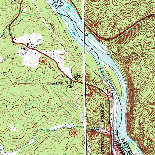 Topographic Map of Chestnut Hill Church, VA
