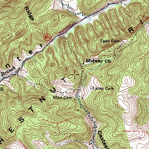 Topographic Map of Chestnut Ridge, VA