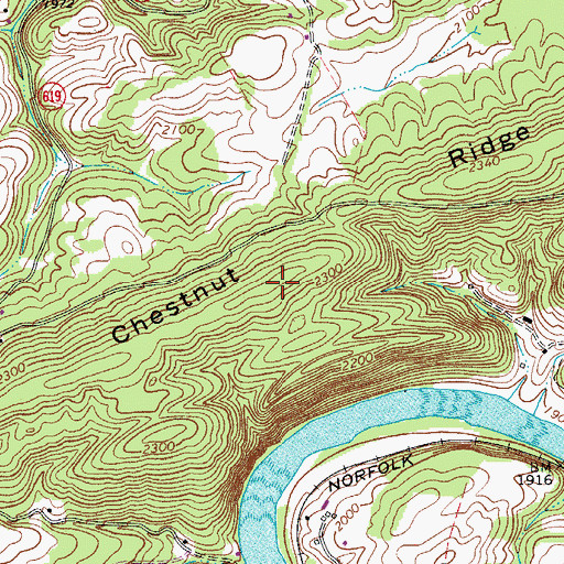 Topographic Map of Chestnut Ridge, VA