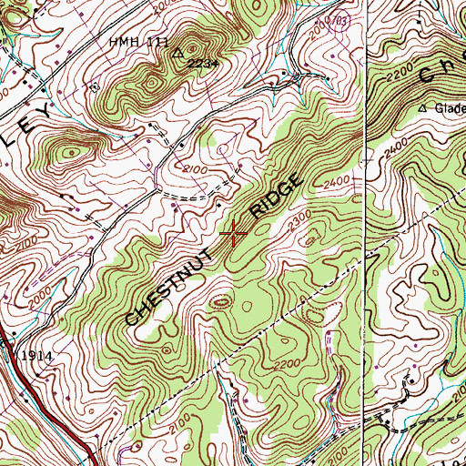 Topographic Map of Chestnut Ridge, VA