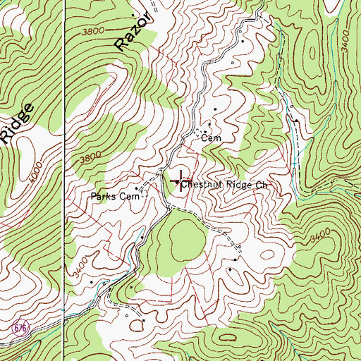 Topographic Map of Chestnut Ridge Church, VA