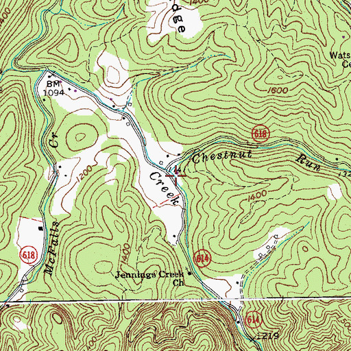 Topographic Map of Chestnut Run, VA