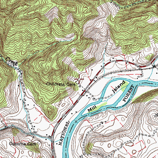 Topographic Map of Childress Cemetery, VA
