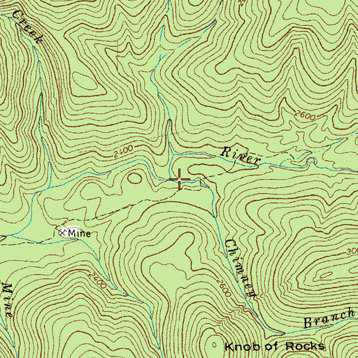 Topographic Map of Chimney Branch, VA