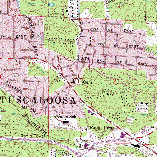 Topographic Map of Hopewell Cemetery, AL