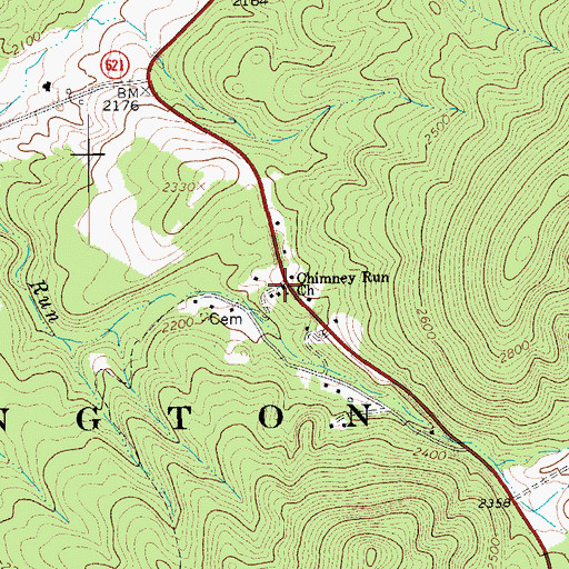 Topographic Map of Chimney Run Church, VA