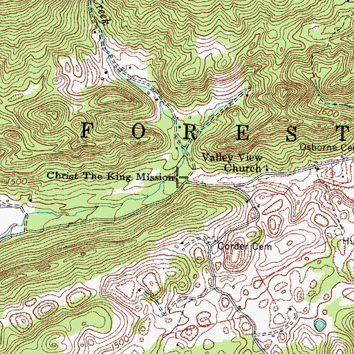 Topographic Map of Christ the King Mission, VA