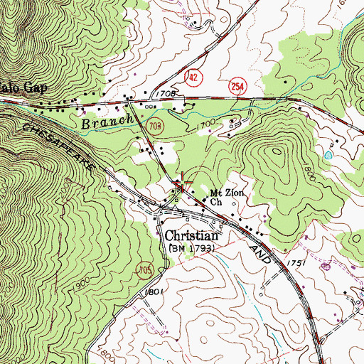 Topographic Map of Christian, VA