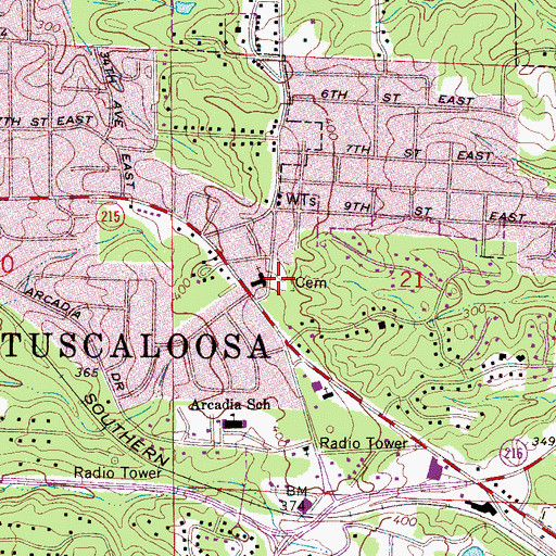 Topographic Map of Hopewell Baptist Church, AL