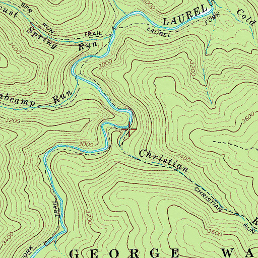 Topographic Map of Christian Run, VA