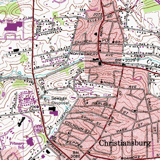 Topographic Map of Christiansburg Institute, VA