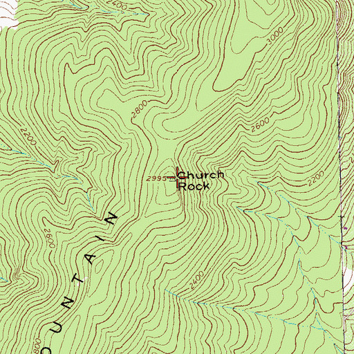 Topographic Map of Church Rock, VA