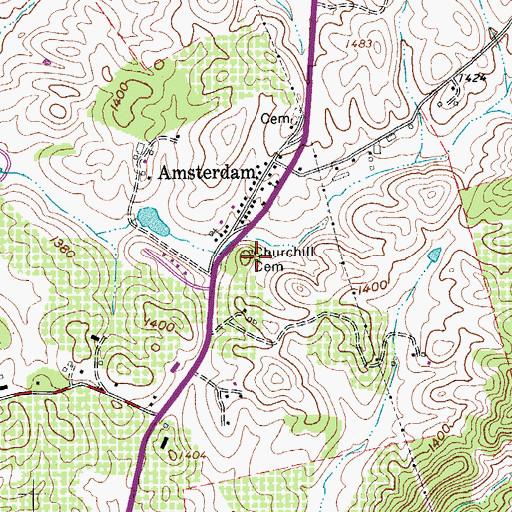 Topographic Map of Churchill Cemetery, VA