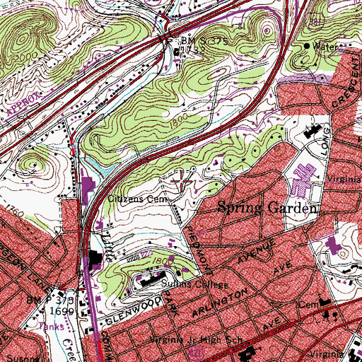 Topographic Map of Citizens Cemetery, VA