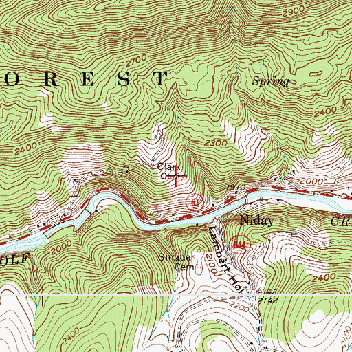 Topographic Map of Clark Cemetery, VA