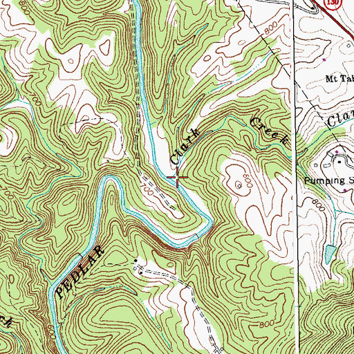 Topographic Map of Clark Creek, VA
