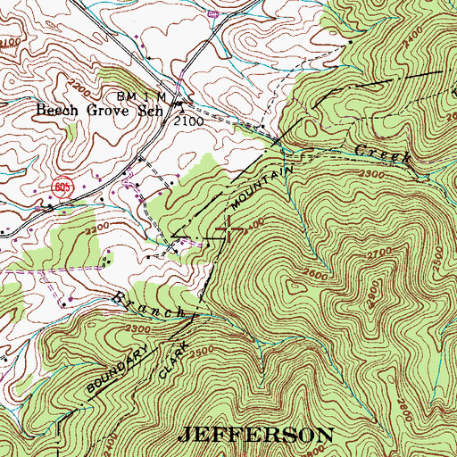 Topographic Map of Clark Mountain Trail, VA