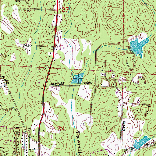 Topographic Map of Houses Lake, AL