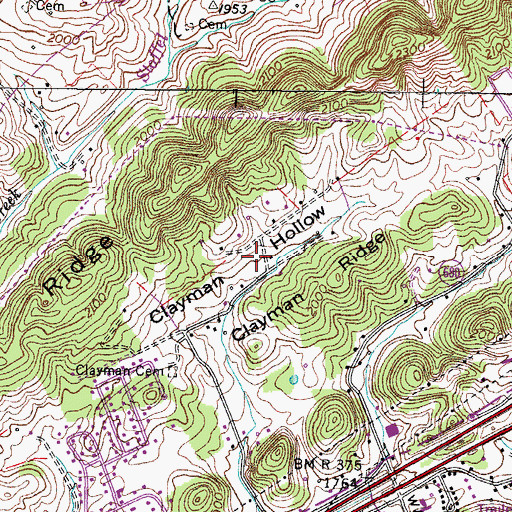Topographic Map of Clayman Hollow, VA