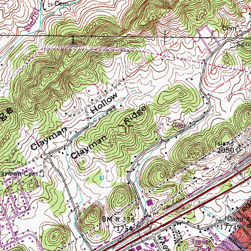Topographic Map of Clayman Ridge, VA
