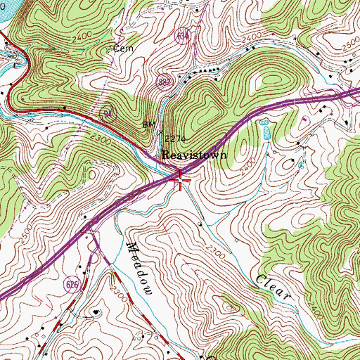 Topographic Map of Clear Fork, VA