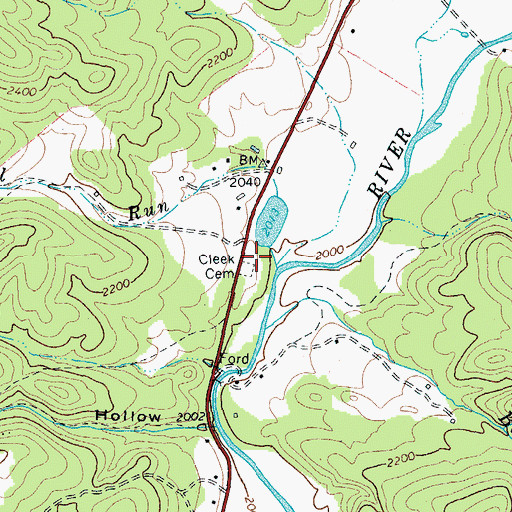 Topographic Map of Cleek Cemetery, VA
