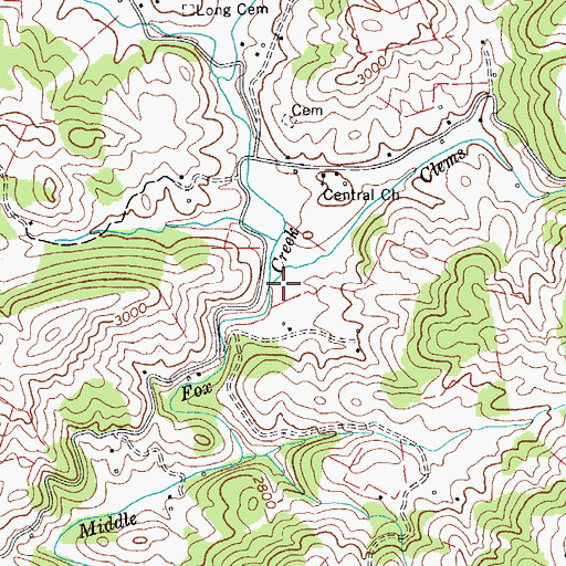 Topographic Map of Clems Branch, VA