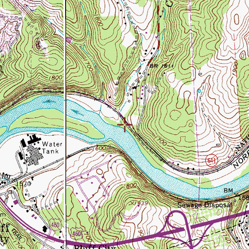 Topographic Map of Clendennin Creek, VA