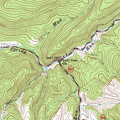 Topographic Map of Cliff Dale Church, VA