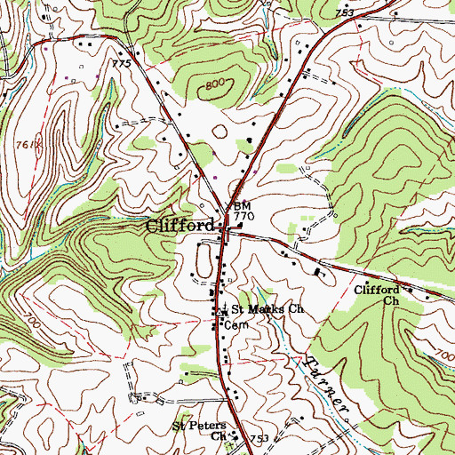 Topographic Map of Clifford, VA