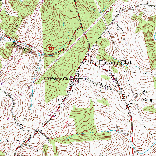Topographic Map of Cliffview Church, VA